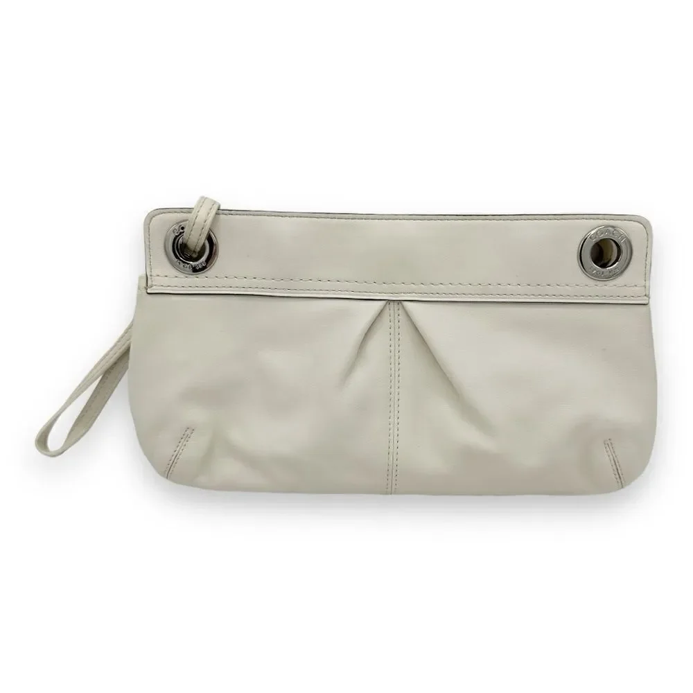 Coach Kyra‎ Soft Cream Khaki Leather Clutch Wristlet Bag Refurbished